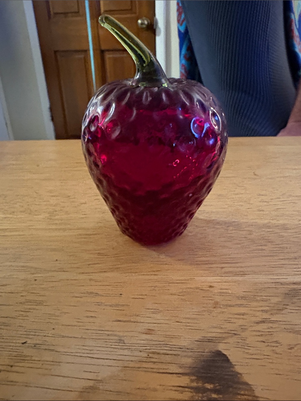 Viking Rainbow Glass Ruby Red Strawberry Paperweight